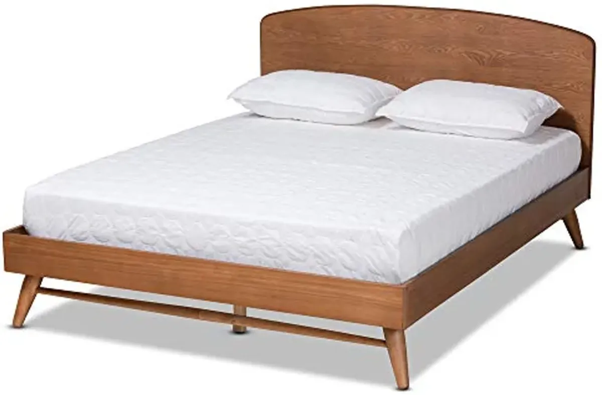 Baxton Studio Keagan Mid-Century Modern Transitional Walnut Brown Finished Wood Full Size Platform Bed