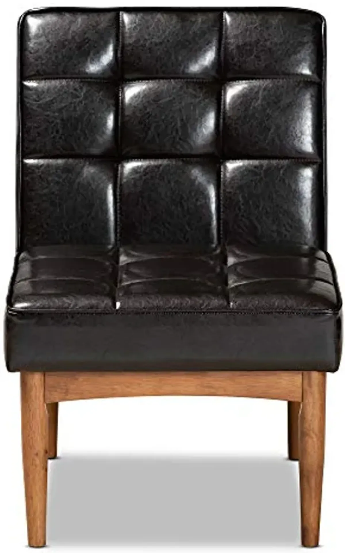 Baxton Studio Sanford Dining Chair Dark Brown Faux Leather Upholstered and Walnut Brown Finished Wood Dining Chair