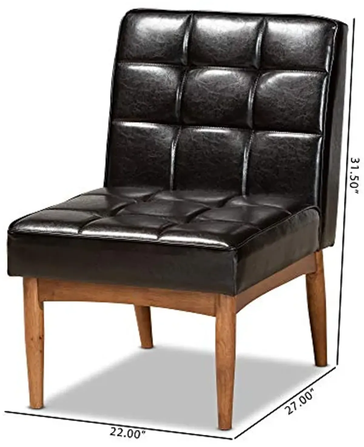 Baxton Studio Sanford Dining Chair Dark Brown Faux Leather Upholstered and Walnut Brown Finished Wood Dining Chair