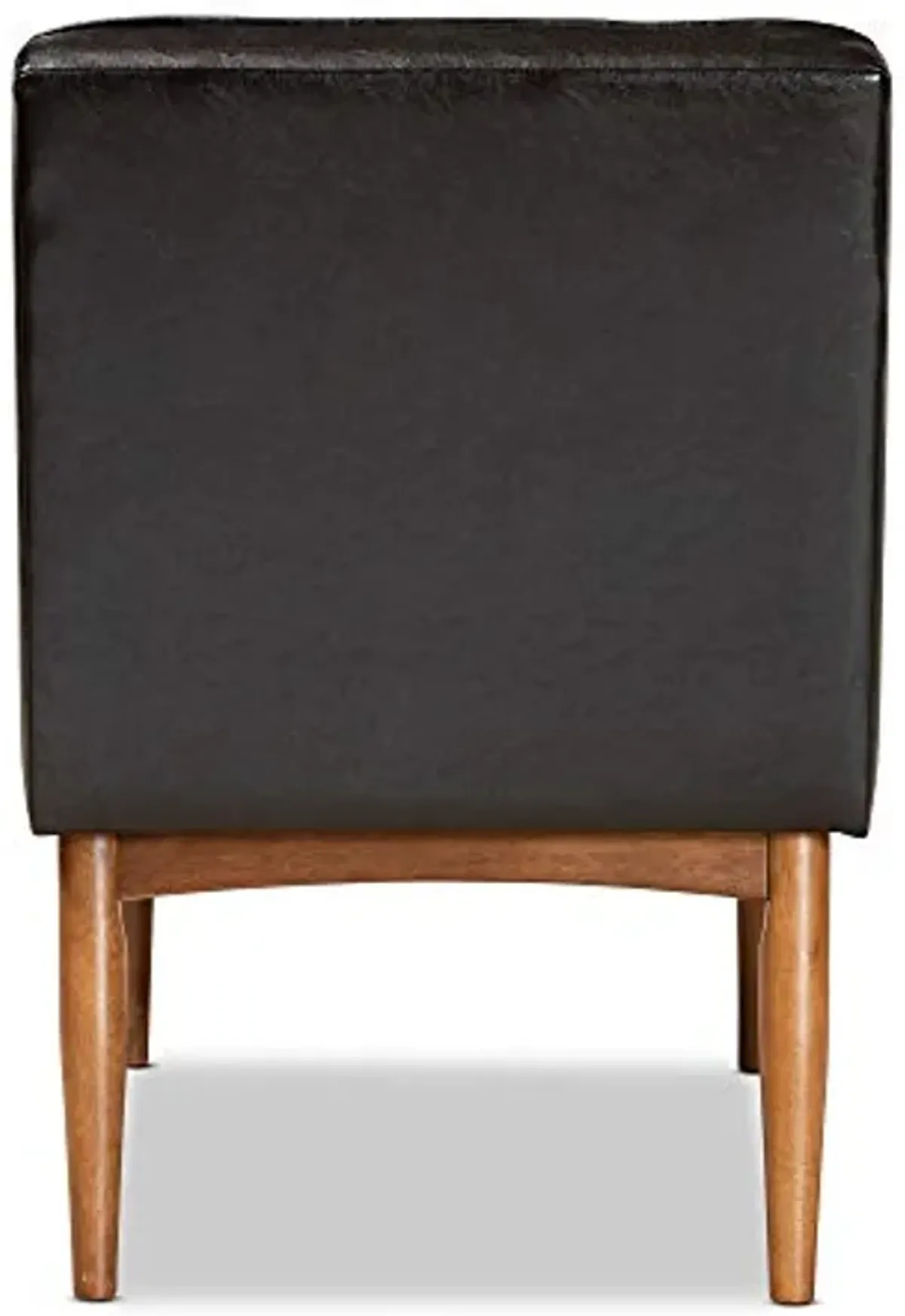 Baxton Studio Sanford Dining Chair Dark Brown Faux Leather Upholstered and Walnut Brown Finished Wood Dining Chair