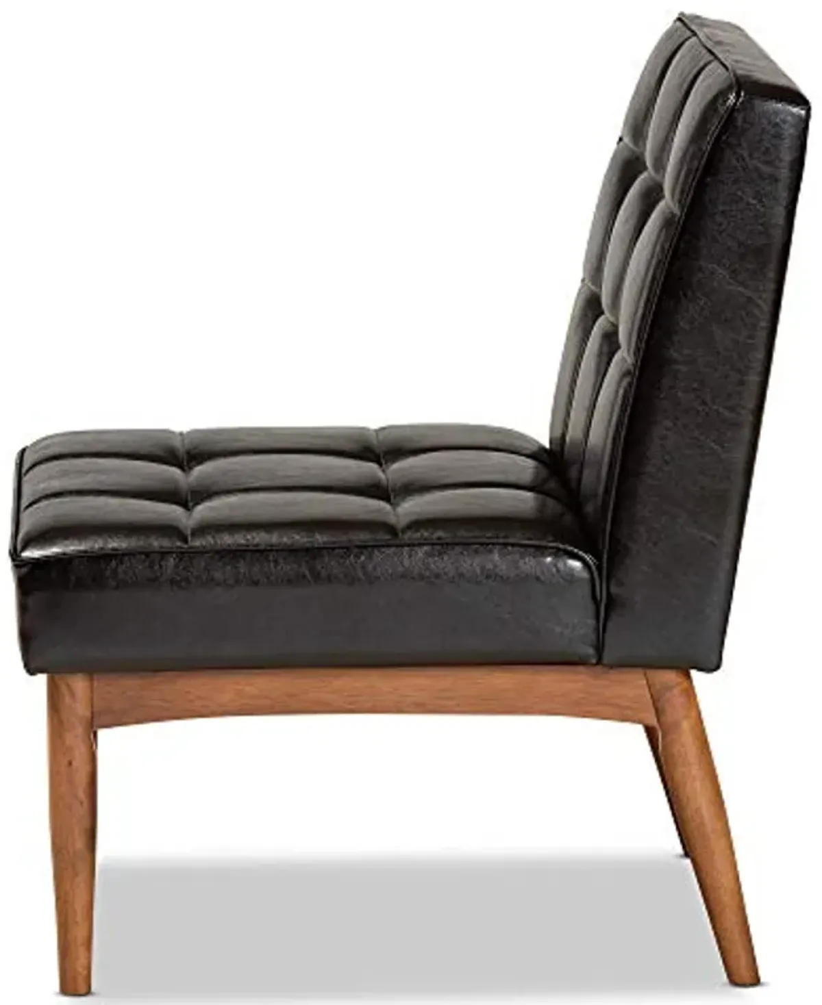 Baxton Studio Sanford Dining Chair Dark Brown Faux Leather Upholstered and Walnut Brown Finished Wood Dining Chair