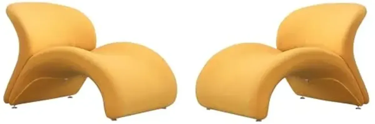 Manhattan Comfort Rosebud Modern Accent Chair Upholstered in Wool Blend, Ideal for Pop Living Room Usage, Abstract Lounge Seat with Metal Legs, Fully Assembled, Set of 1, Yellow