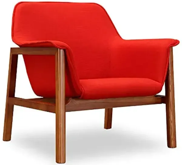 Manhattan Comfort Miller Mid Century Modern Linen Weave Accent Chair, Upholstered Seat with Curved Arms & Wood Frame, Versatile Armchair for Living Room, Bedroom or Office, Set of 1, Burnt Orange