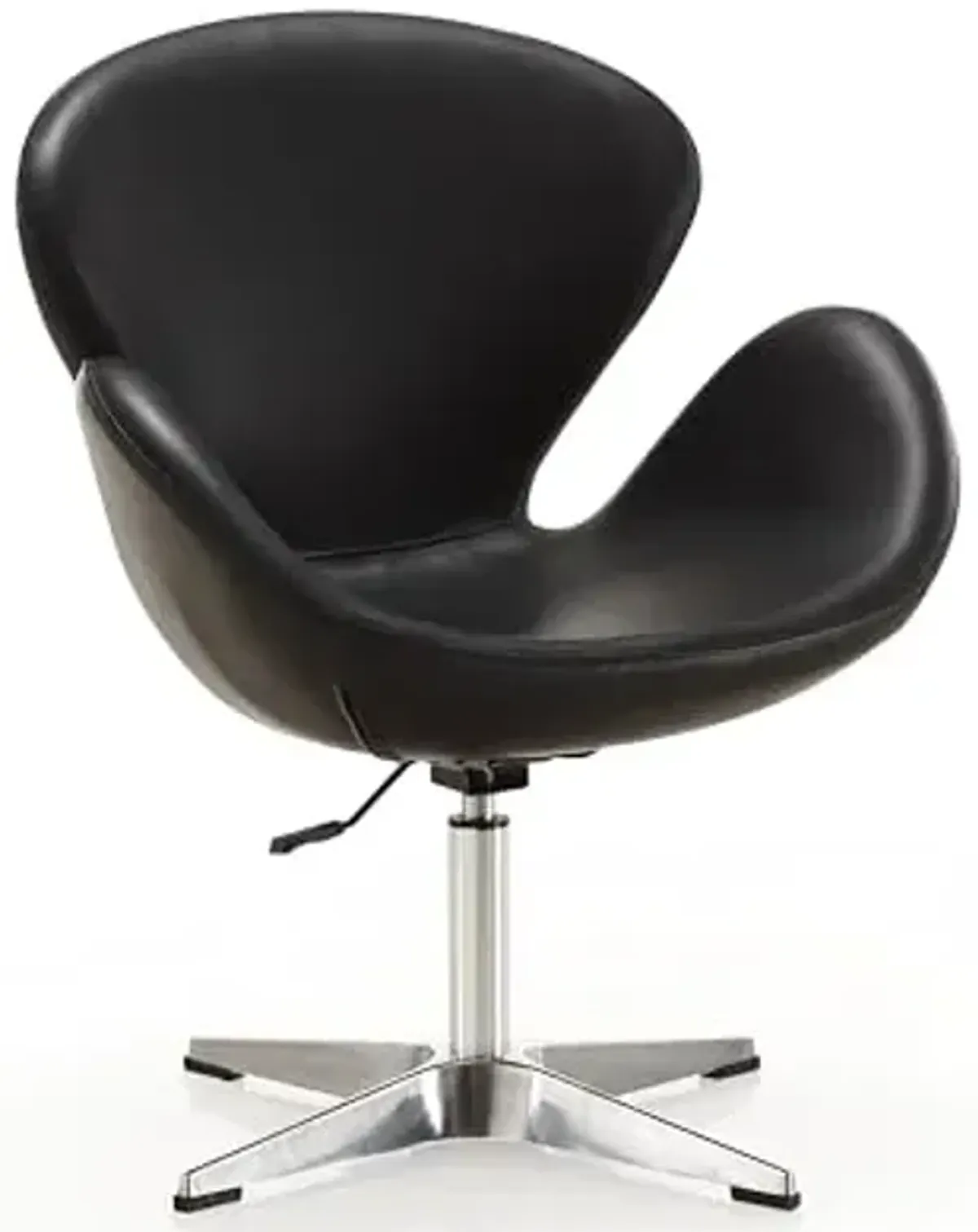 Manhattan Comfort Raspberry Adjustable Swivel Accent Chair with 360° Turn, Polished Chrome Base, Modern Retro Design, Versatile Seat Ideal for Any Room, Set of 1, Black