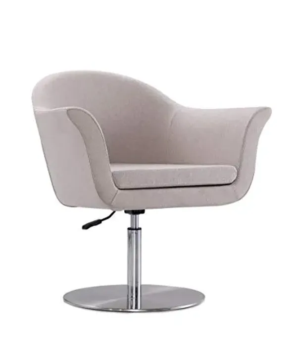 Manhattan Comfort Voyager Adjustable Swivel Accent Chair with Removable Cushion, Woven Upholstered 360° Turn Seat, Polished Chrome Base, Perfect for Living Room and Home Office, Set of 1, Barley