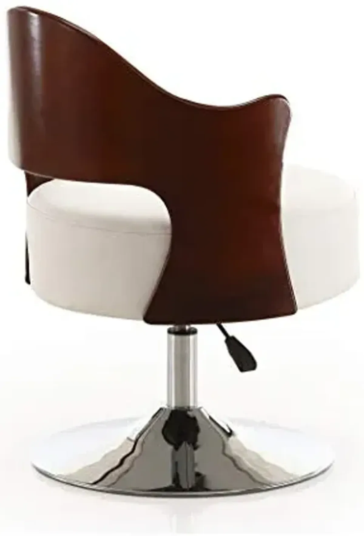 Manhattan Comfort Bopper Mid Century Modern Faux Leather Adjustable Swivel Accent Chair with Polished Chrome Base, Set of 1, White