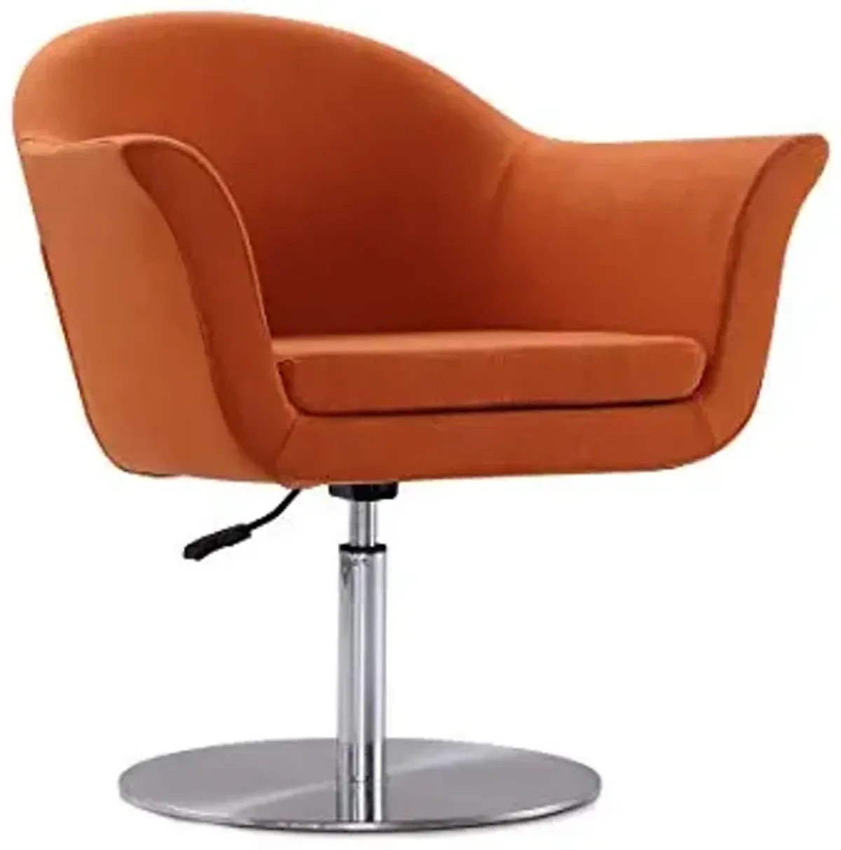 Manhattan Comfort Voyager Adjustable Swivel Accent Chair with Removable Cushion, Woven Upholstered 360° Turn Seat, Polished Chrome Base, Perfect for Living Room and Home Office, Set of 1, Orange