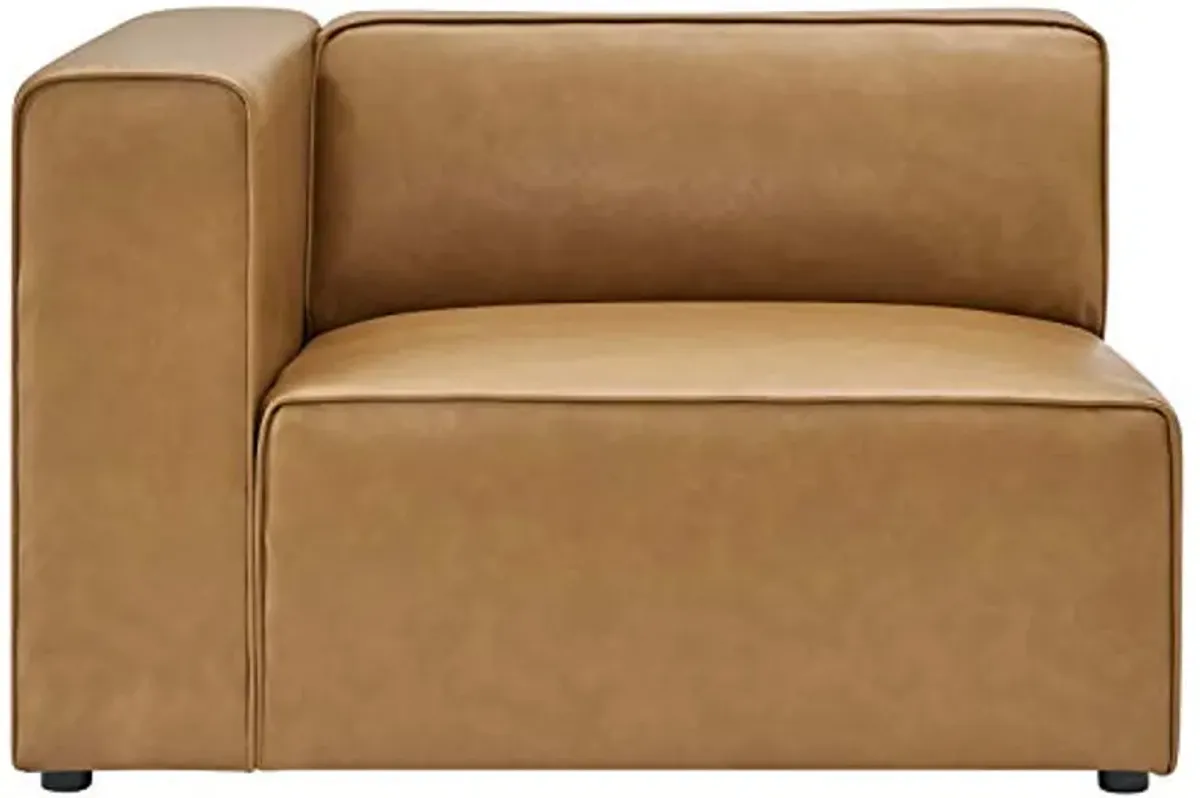 Modway Mingle Vegan Leather Sofa and Ottoman Set in Tan