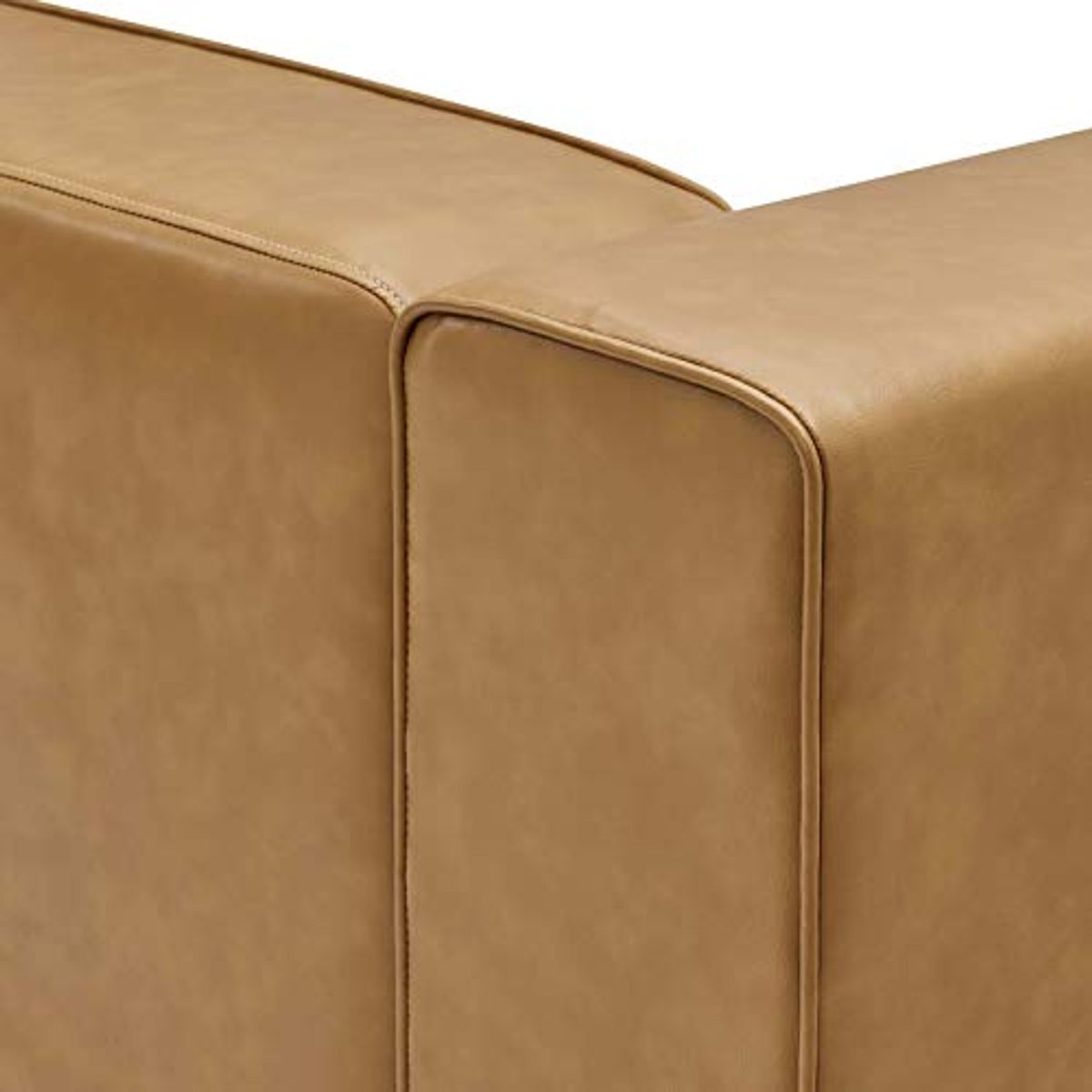 Modway Mingle Vegan Leather Sofa and Ottoman Set in Tan