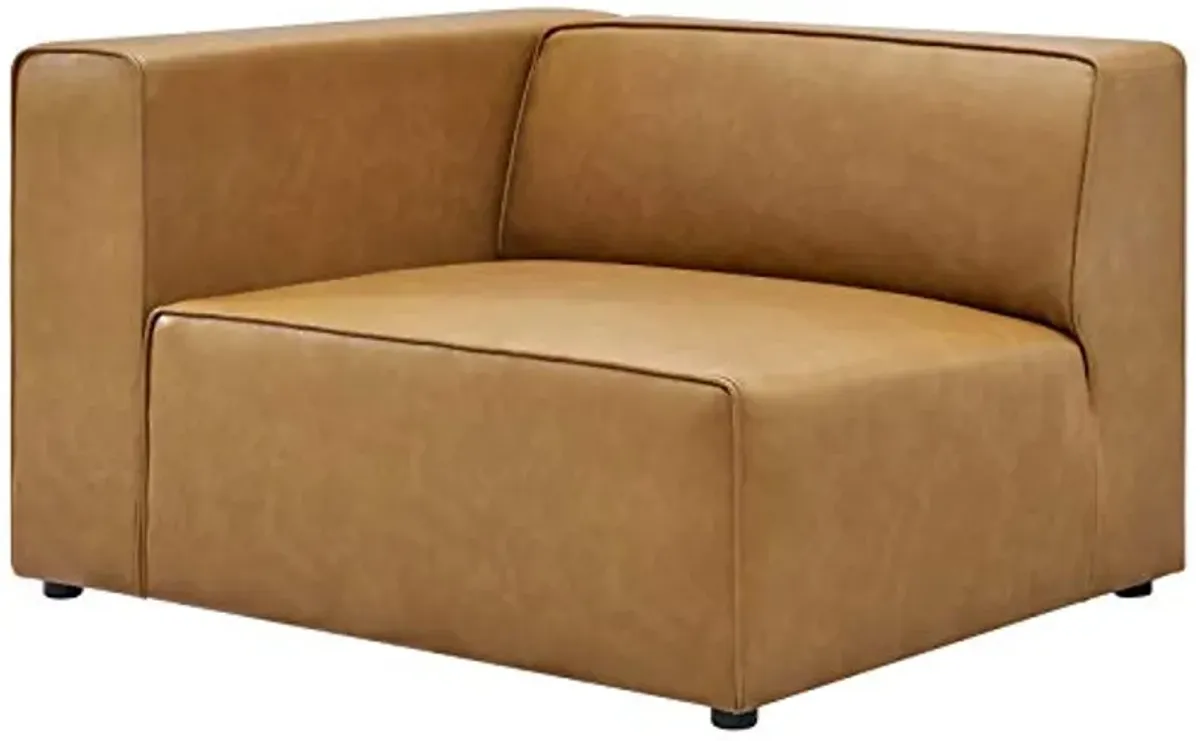 Modway Mingle Vegan Leather Sofa and Ottoman Set in Tan