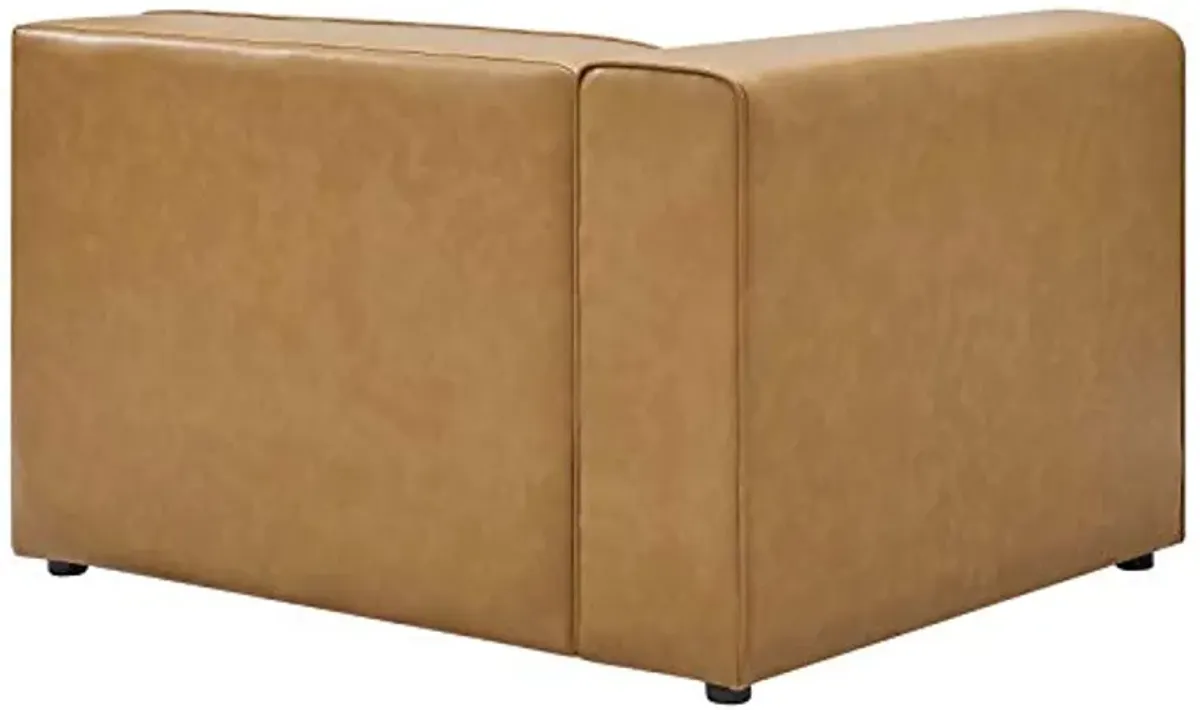 Modway Mingle Vegan Leather Sofa and Ottoman Set in Tan