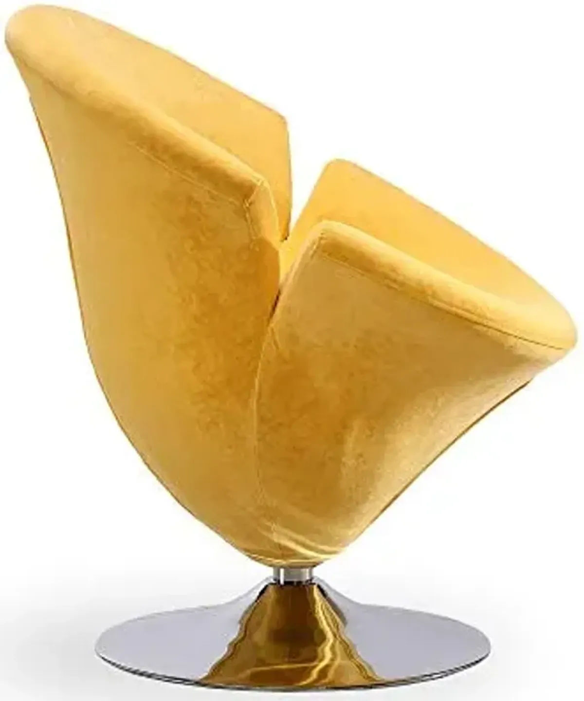 Manhattan Comfort Tulip Swivel Accent Chair with 360° Turn, Modern Flower Inspired Design, Soft Velvet Upholstery, Polished Chrome Base, No Assembly Required, 300 Lbs Capacity, Yellow