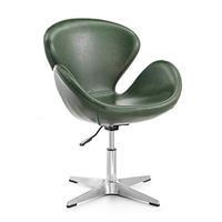 column M Raspberry Mid Century Modern Living Room Round Seat Leather Accent Chair, 22", Set of 1, Forest Green