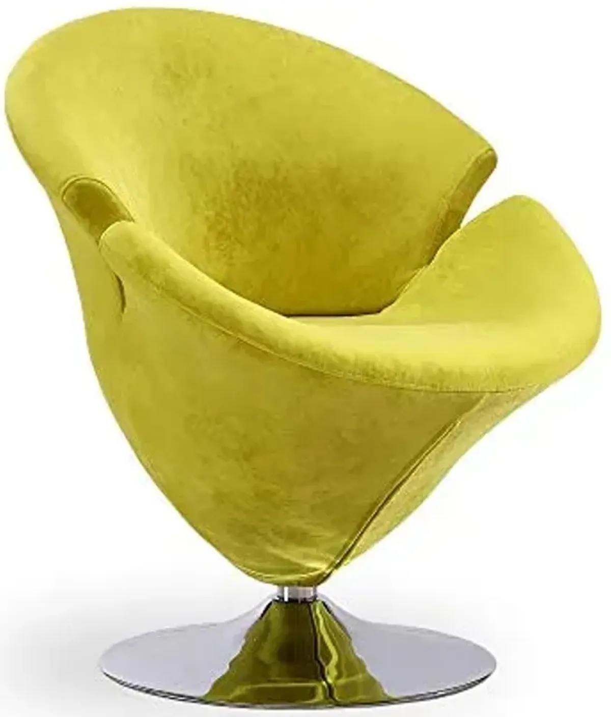 Manhattan Comfort Tulip Swivel Accent Chair with 360° Turn, Modern Flower Inspired Design, Soft Velvet Upholstery, Polished Chrome Base, No Assembly Required, 300 Lbs Capacity, Green