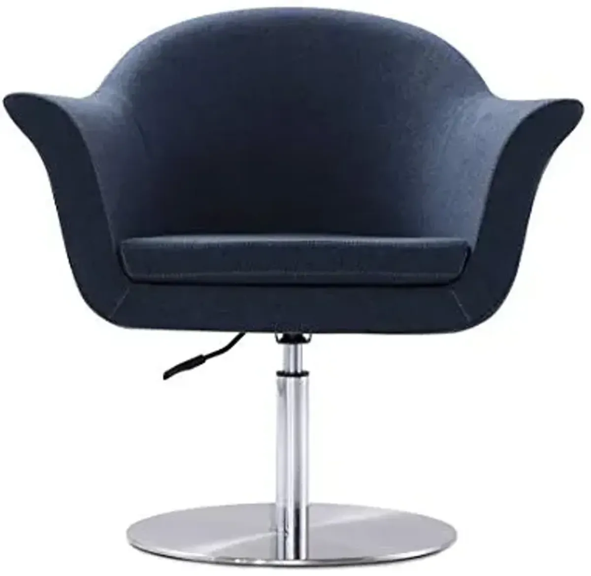 Manhattan Comfort Voyager Adjustable Swivel Accent Chair with Removable Cushion, Woven Upholstered 360° Turn Seat, Polished Chrome Base, Perfect for Living Room and Home Office, Set of 1, Smokey Blue