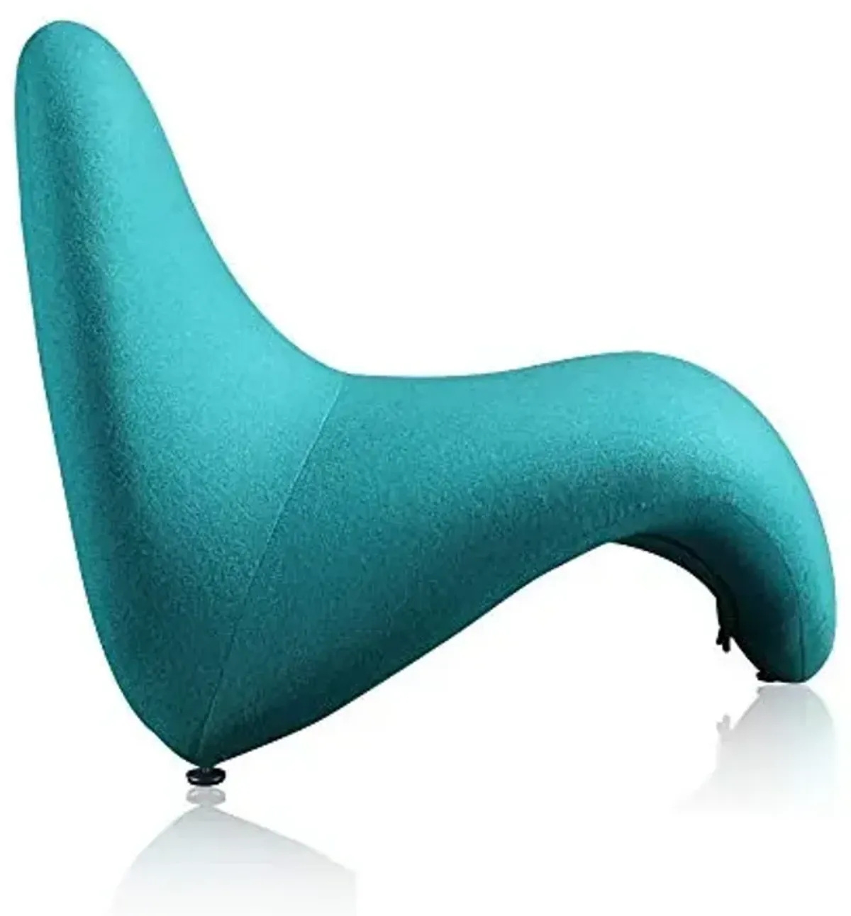 Manhattan Comfort MoMa Modern Abstract Lounge Accent Chair Sculptural Tongue Design, Wool Blend Upholstery, Metal Frame with Geometric Legs, Fully Assembled, Set of 1, Teal