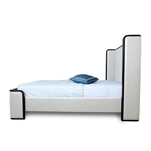 Manhattan Comfort Kingdom Mid Century Modern Bed Frame with Faux