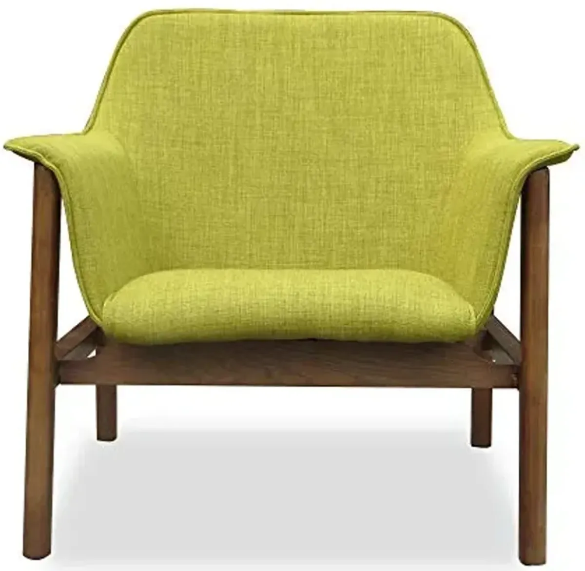 Manhattan Comfort Miller Mid Century Modern Linen Weave Accent Chair, Upholstered Seat with Curved Arms & Wood Frame, Versatile Armchair for Living Room, Bedroom or Office, Set of 1, Green