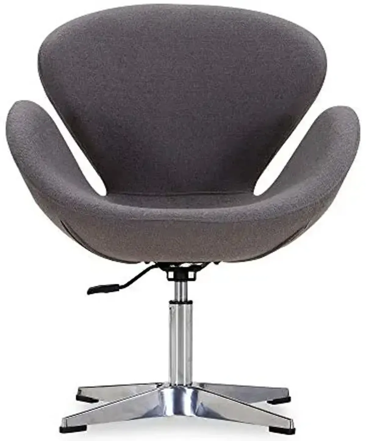 Manhattan Comfort Raspberry Adjustable Swivel Accent Chair with 360° Turn, Polished Chrome Base, Modern Retro Design, Versatile Seat Ideal for Any Room, Set of 1, Grey