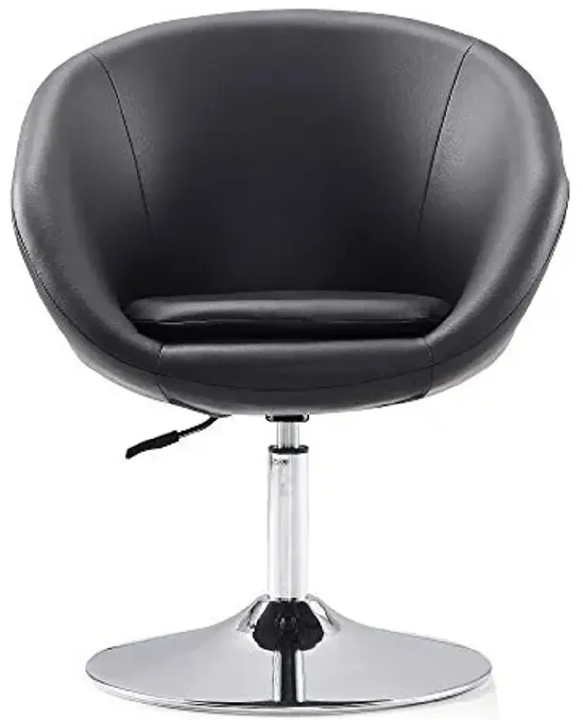 Manhattan Comfort Hopper Adjustable Swivel Accent Chair with 360° Turn, Upholstered Seat, Polished Chrome Base, Modern Bowl Design for Home Office and Living Room, Black