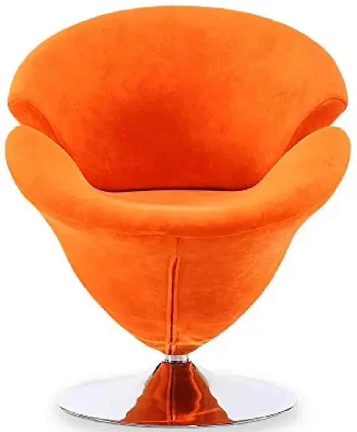 Manhattan Comfort Tulip Swivel Accent Chair with 360° Turn, Modern Flower Inspired Design, Soft Velvet Upholstery, Polished Chrome Base, No Assembly Required, 300 Lbs Capacity, Orange