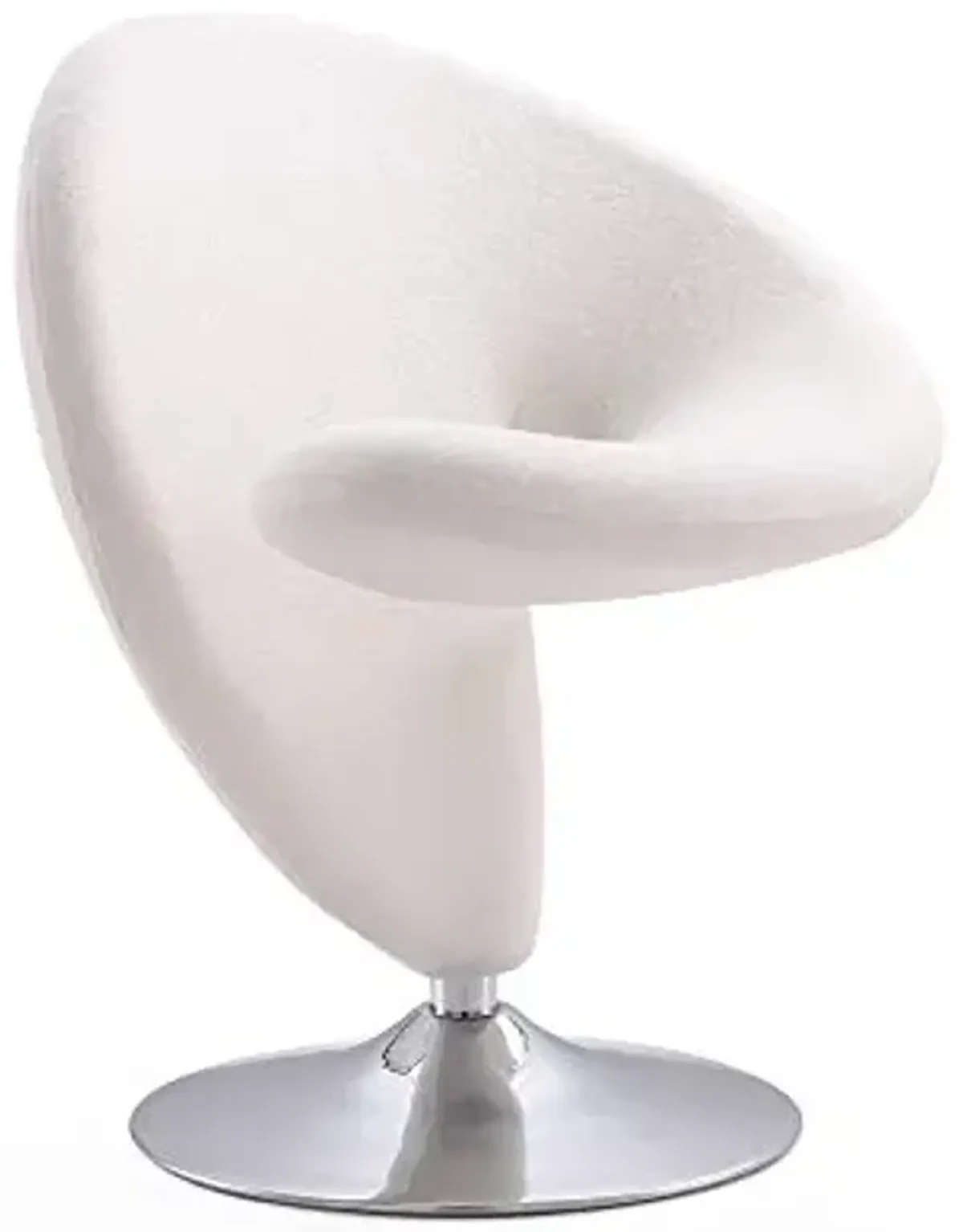 Manhattan Comfort Curl Swivel Accent Chair Set of 2 with 360° Turn, Fully Assembled, Upholstered in Wool Blend, Modern Ergonomic Design with Polished Chrome Base, Living Room & Office, Set of 1, Cream