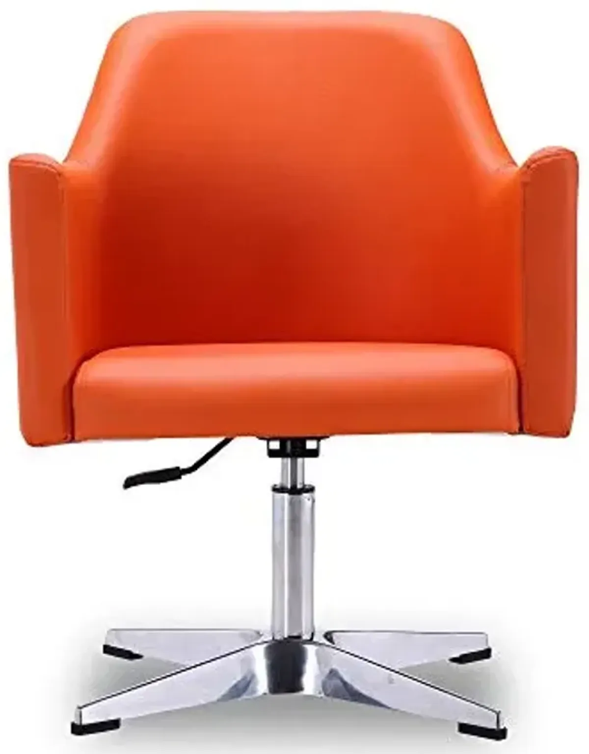 Manhattan Comfort Pelo Modern Swivel Accent Chair with 360° Turn, Adjustable Height, Faux Leather Upholstery & Chrome Base, Unique Tight Welded Construction, Set of 1, Orange