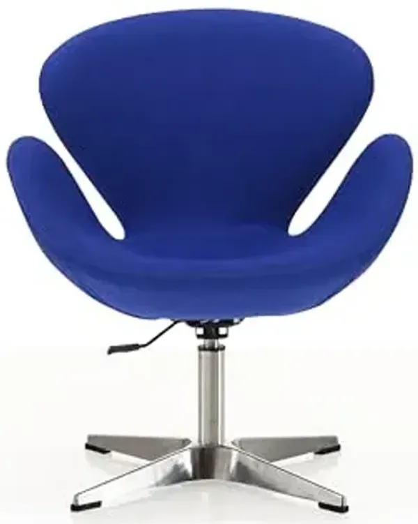 Manhattan Comfort Raspberry Adjustable Swivel Accent Chair with 360° Turn, Polished Chrome Base, Modern Retro Design, Versatile Seat Ideal for Any Room, Set of 1, Blue