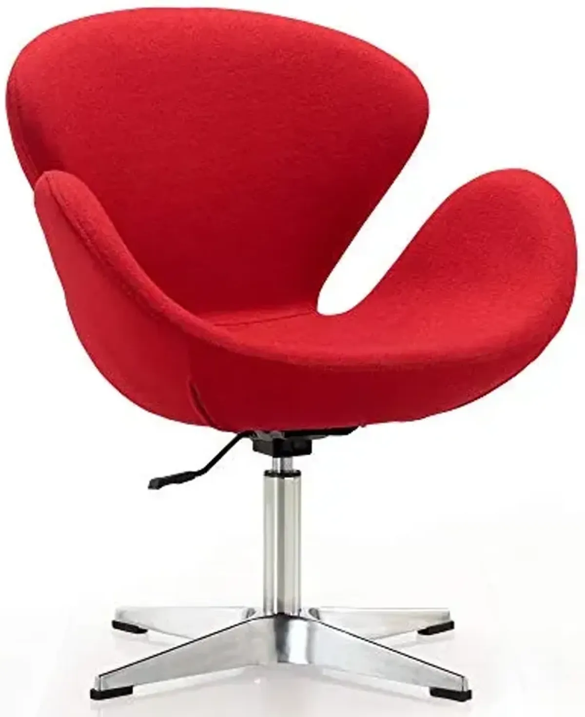 Manhattan Comfort Raspberry Adjustable Swivel Accent Chair with 360° Turn, Polished Chrome Base, Modern Retro Design, Versatile Seat Ideal for Any Room, Set of 1, Red