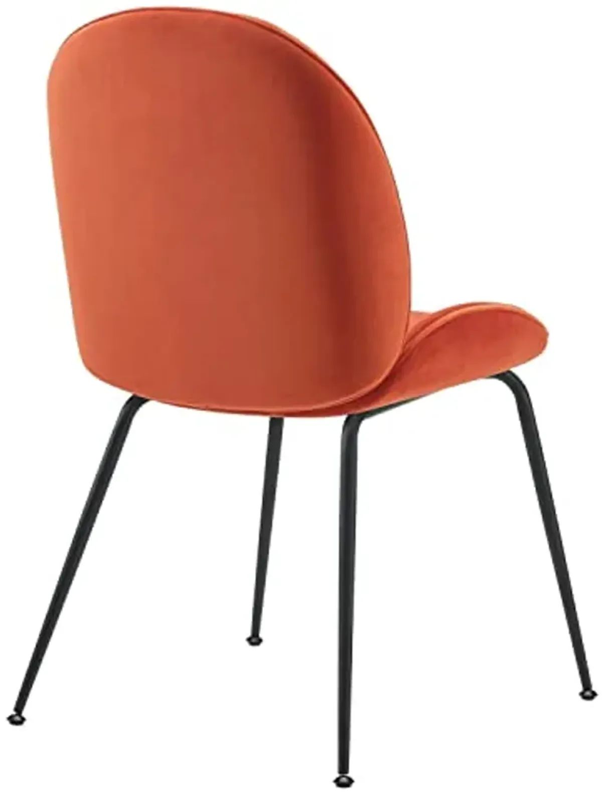 Modway EEI-4635-ORA Scoop Black Powder Coated Steel Leg Performance Velvet Dining Chairs - Set of 2, Orange