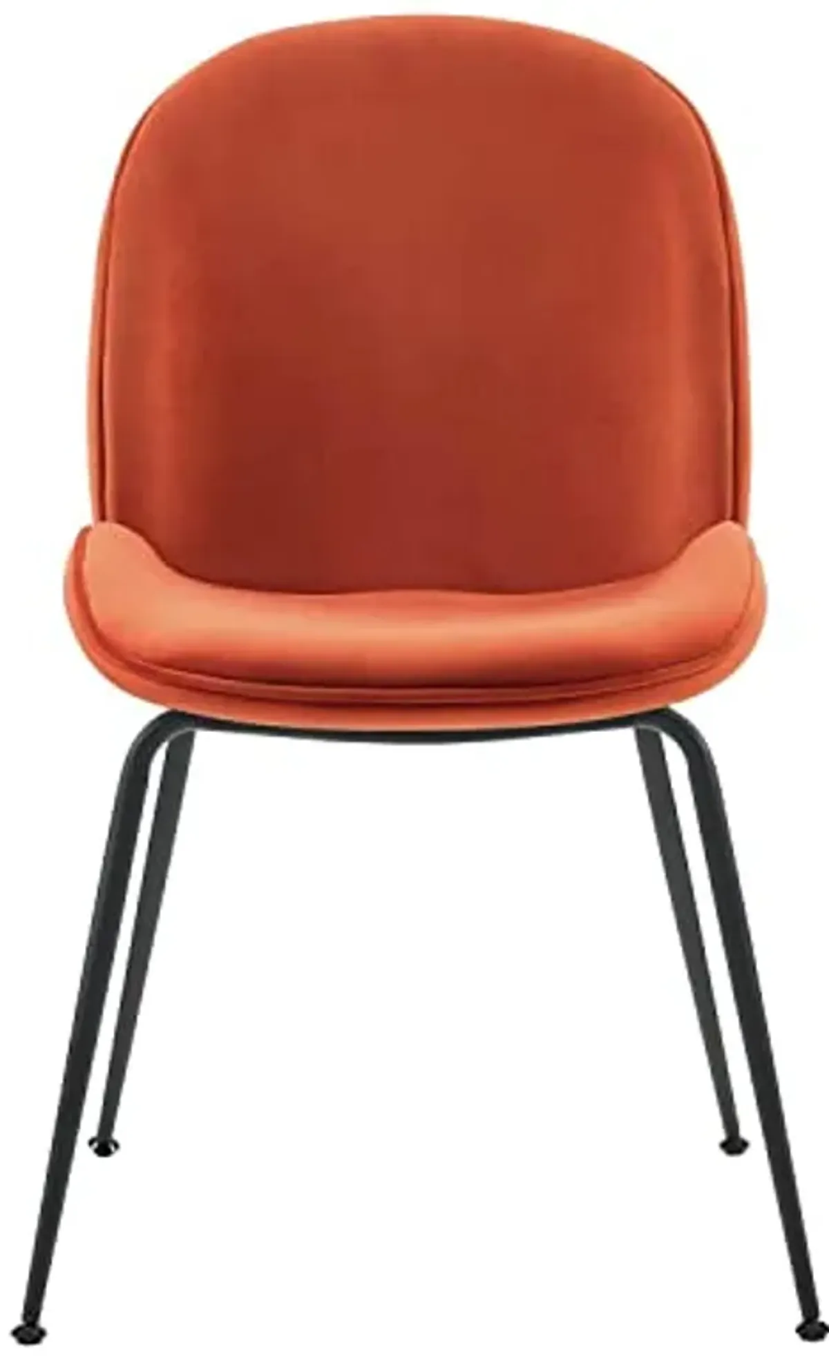 Modway EEI-4635-ORA Scoop Black Powder Coated Steel Leg Performance Velvet Dining Chairs - Set of 2, Orange