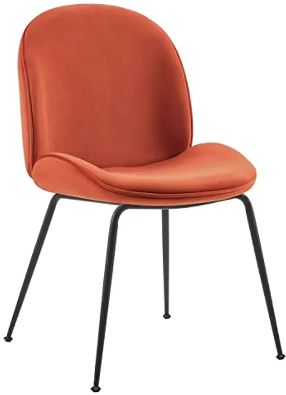 Modway EEI-4635-ORA Scoop Black Powder Coated Steel Leg Performance Velvet Dining Chairs - Set of 2, Orange