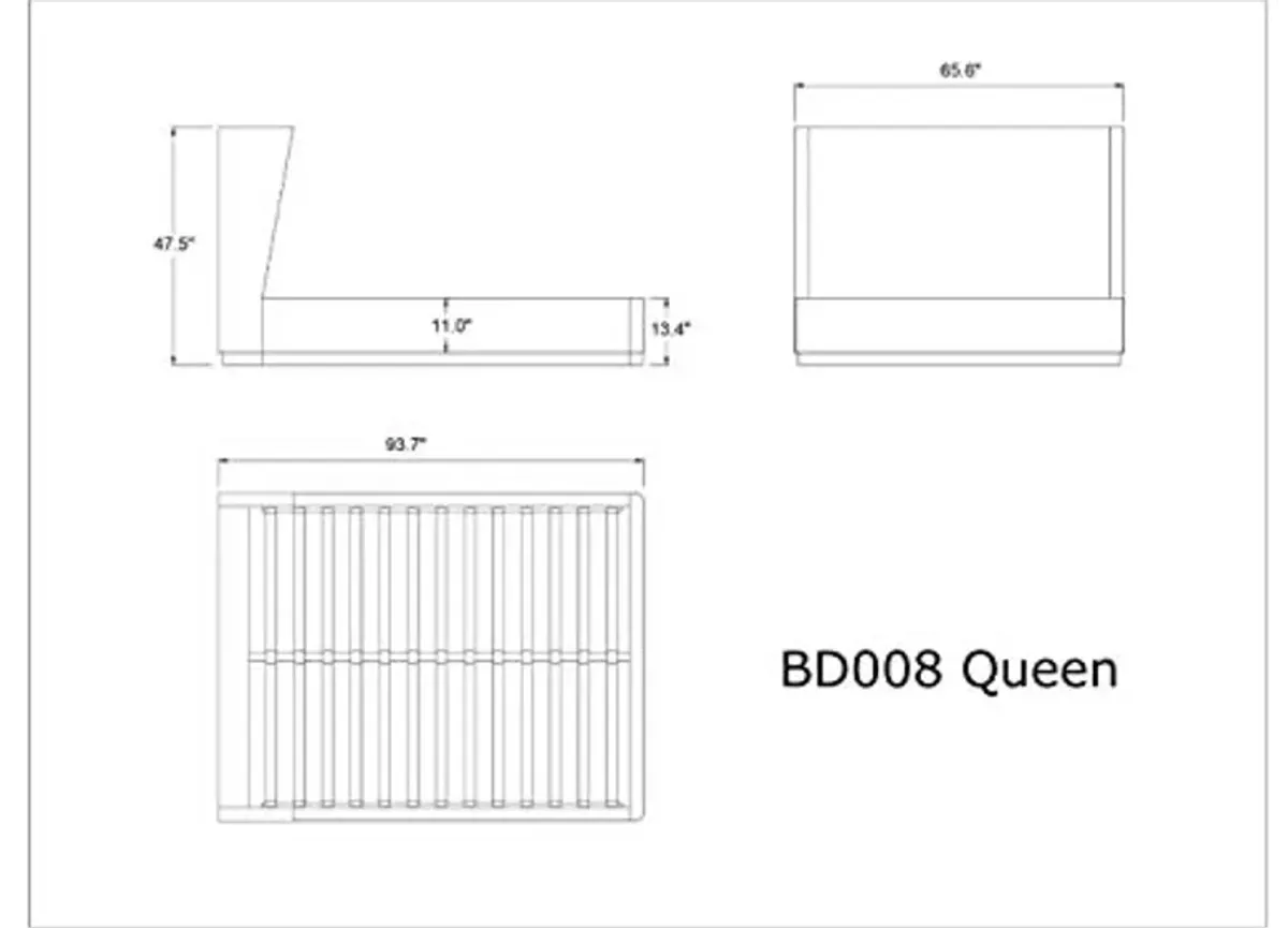 Manhattan Comfort Lenyx Mid Century Modern Faux Leather Upholstered Bed Frame, Queen, Graphite