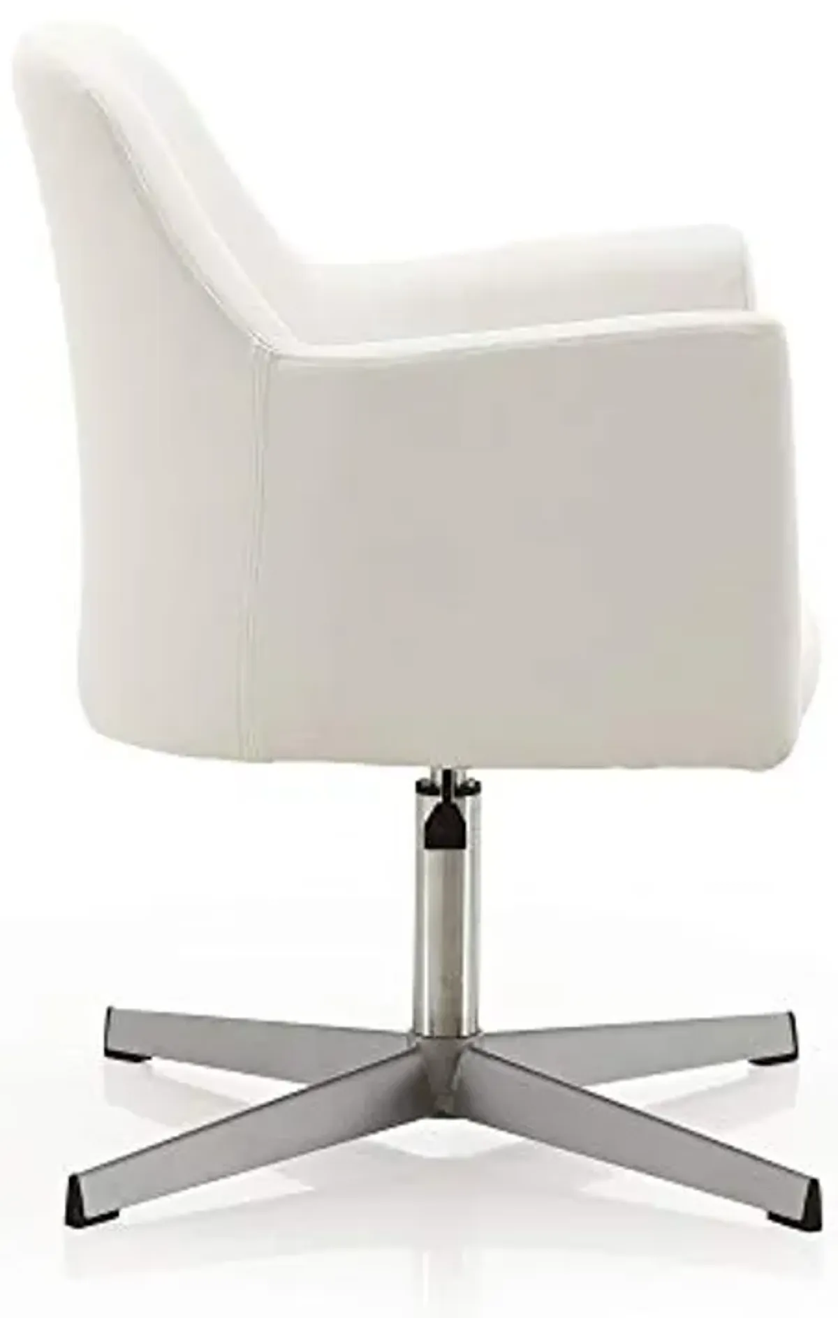 Manhattan Comfort Pelo Modern Swivel Accent Chair with 360° Turn, Adjustable Height, Faux Leather Upholstery & Chrome Base, Unique Tight Welded Construction, Set of 1, White