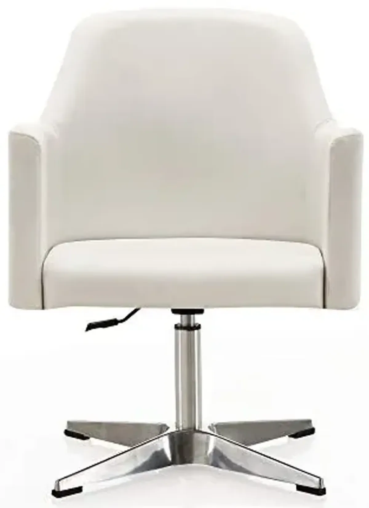 Manhattan Comfort Pelo Modern Swivel Accent Chair with 360° Turn, Adjustable Height, Faux Leather Upholstery & Chrome Base, Unique Tight Welded Construction, Set of 1, White