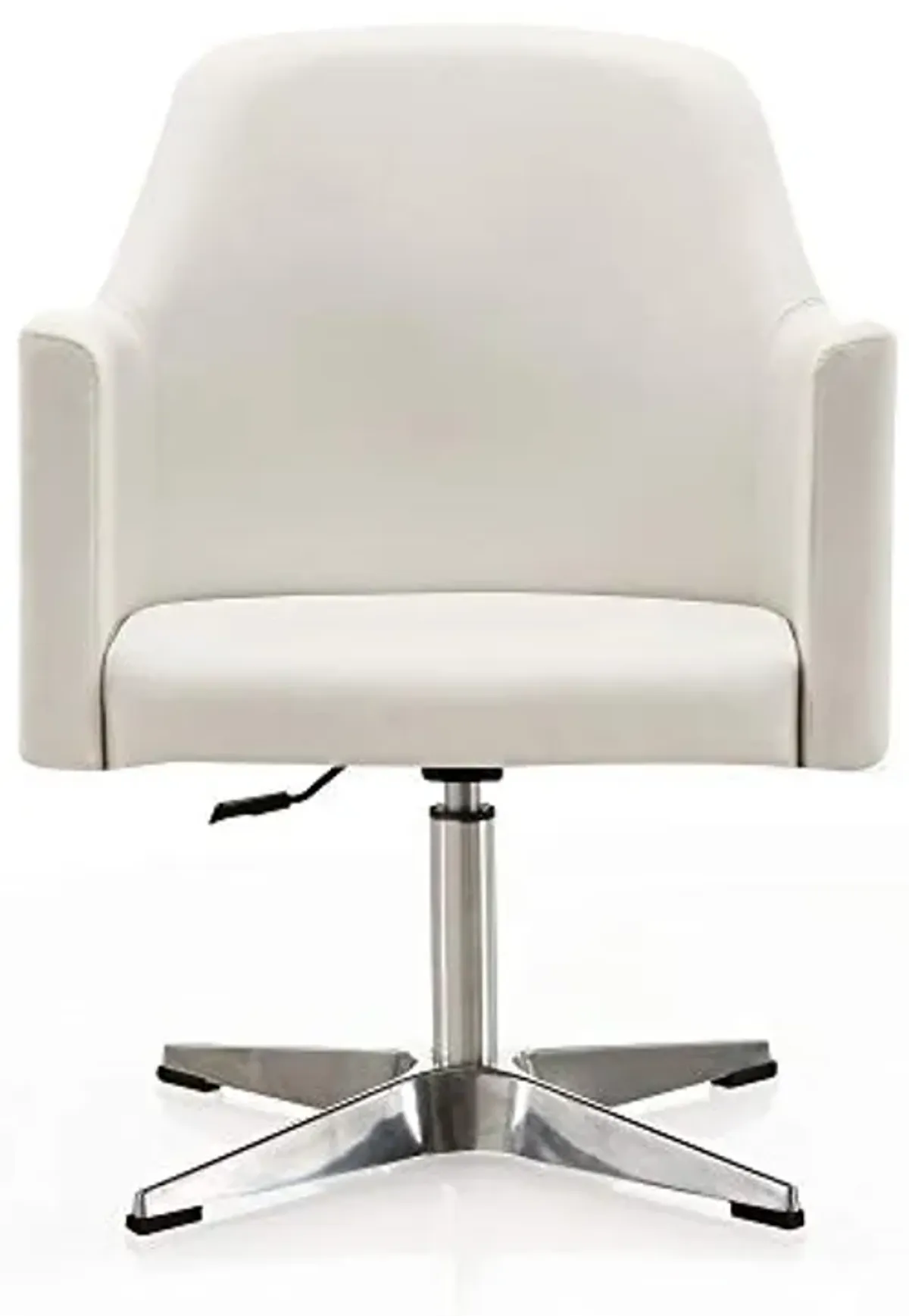 Manhattan Comfort Pelo Modern Swivel Accent Chair with 360° Turn, Adjustable Height, Faux Leather Upholstery & Chrome Base, Unique Tight Welded Construction, Set of 1, White