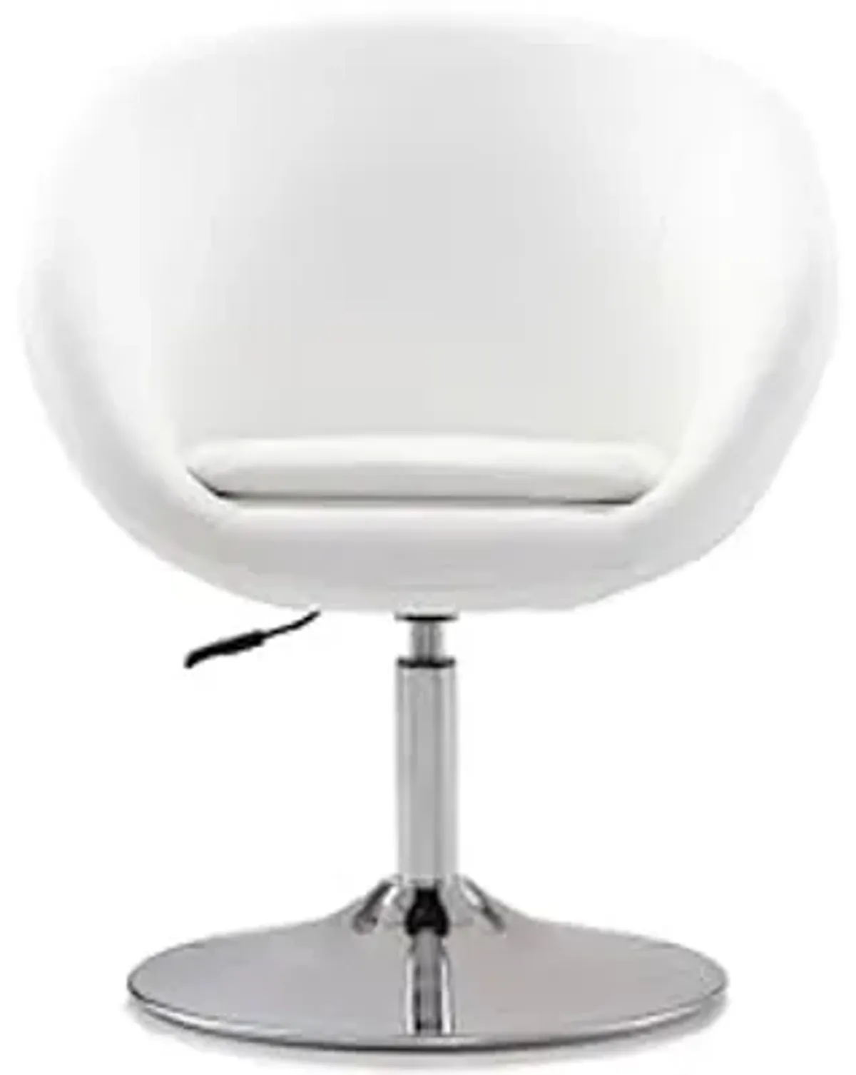 Manhattan Comfort Hopper Adjustable Swivel Accent Chair with 360° Turn, Upholstered Seat, Polished Chrome Base, Modern Bowl Design for Home Office and Living Room, White