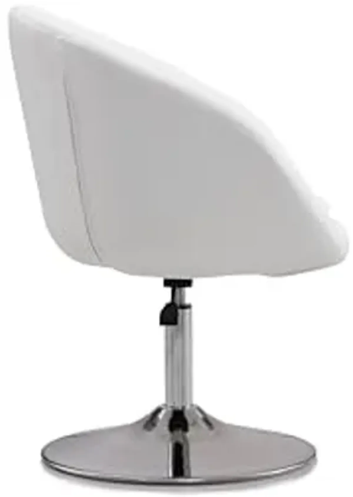 Manhattan Comfort Hopper Adjustable Swivel Accent Chair with 360° Turn, Upholstered Seat, Polished Chrome Base, Modern Bowl Design for Home Office and Living Room, White