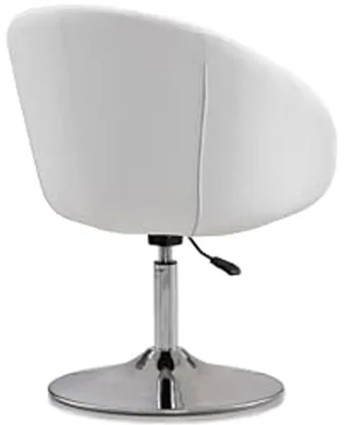 Manhattan Comfort Hopper Adjustable Swivel Accent Chair with 360° Turn, Upholstered Seat, Polished Chrome Base, Modern Bowl Design for Home Office and Living Room, White