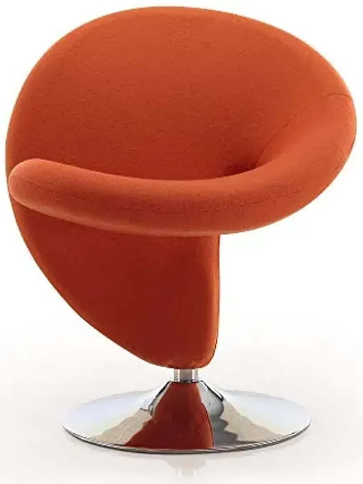 Manhattan Comfort Curl Swivel Accent Chair Set of 1 with 360° Turn, Fully Assembled, Upholstered in Wool Blend, Modern Ergonomic Design with Polished Chrome Base, Set of 1, Orange