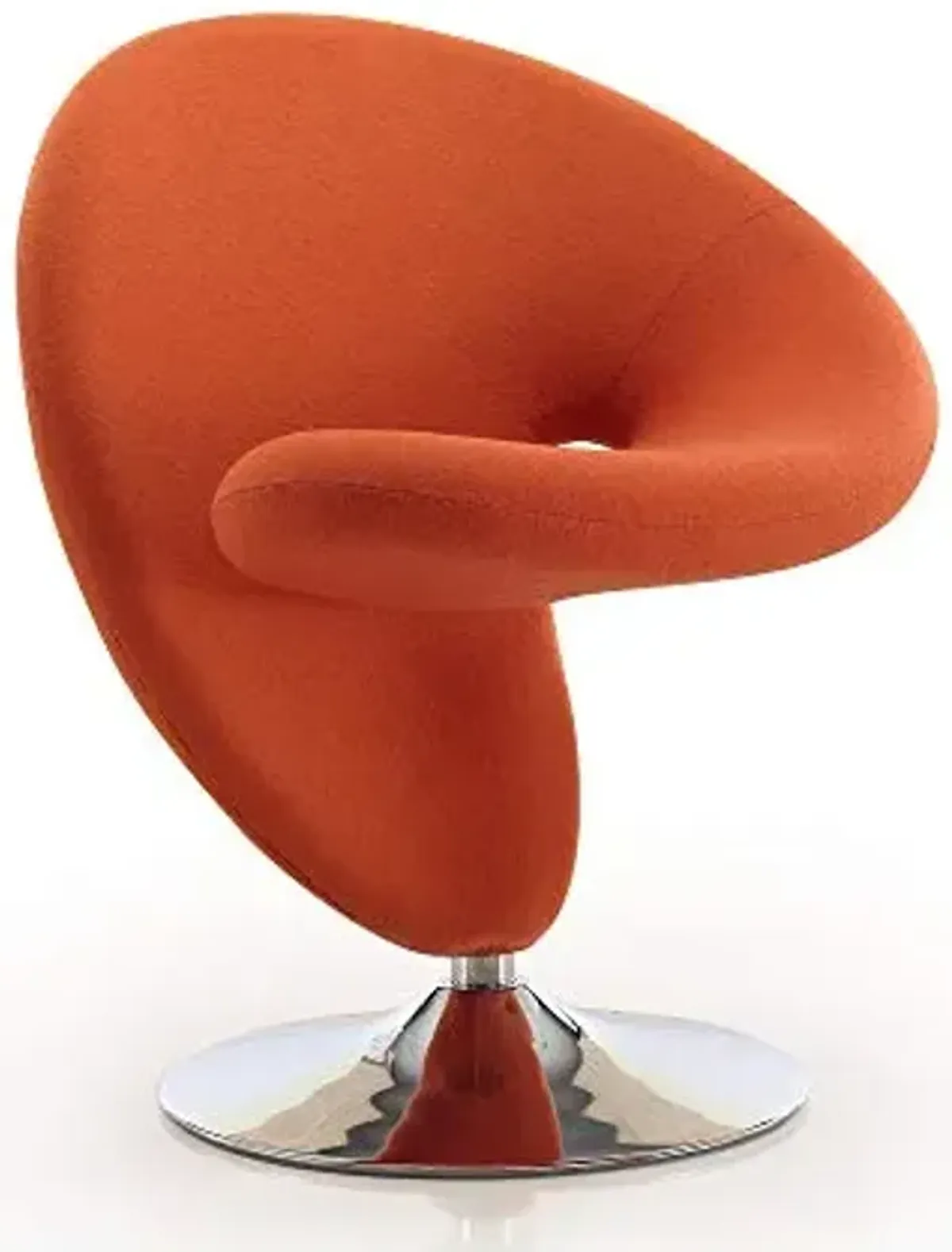 Manhattan Comfort Curl Swivel Accent Chair Set of 1 with 360° Turn, Fully Assembled, Upholstered in Wool Blend, Modern Ergonomic Design with Polished Chrome Base, Set of 1, Orange