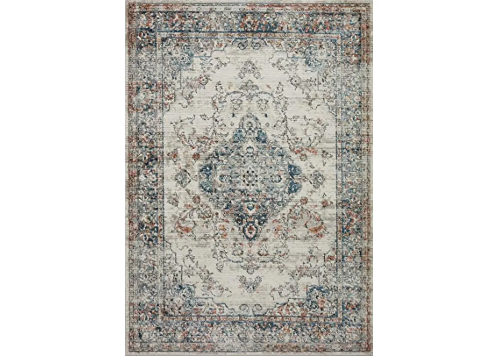 Loloi II Bianca Collection BIA-10 Ivory/Ocean 5'-3" x 7'-6" Area Rug