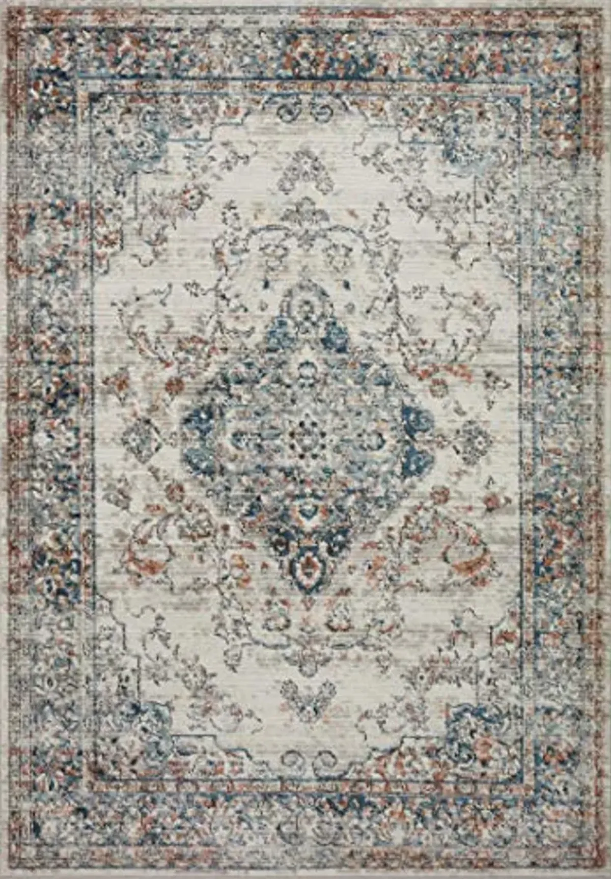 Loloi II Bianca Collection BIA-10 Ivory/Ocean 5'-3" x 7'-6" Area Rug