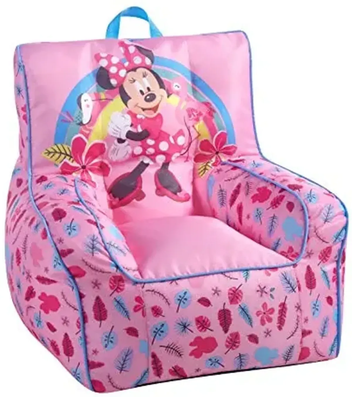 Idea Nuova Disney Minnie Mouse Toddler Nylon Bean Bag Chair with Piping & Top Carry Handle, Large