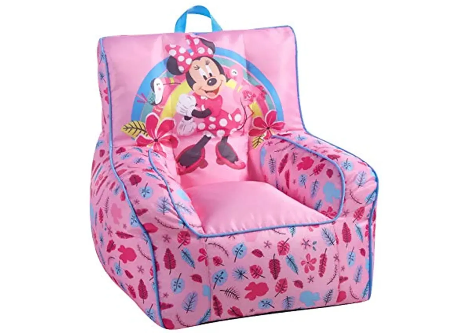 Idea Nuova Disney Minnie Mouse Toddler Nylon Bean Bag Chair with Piping & Top Carry Handle, Large