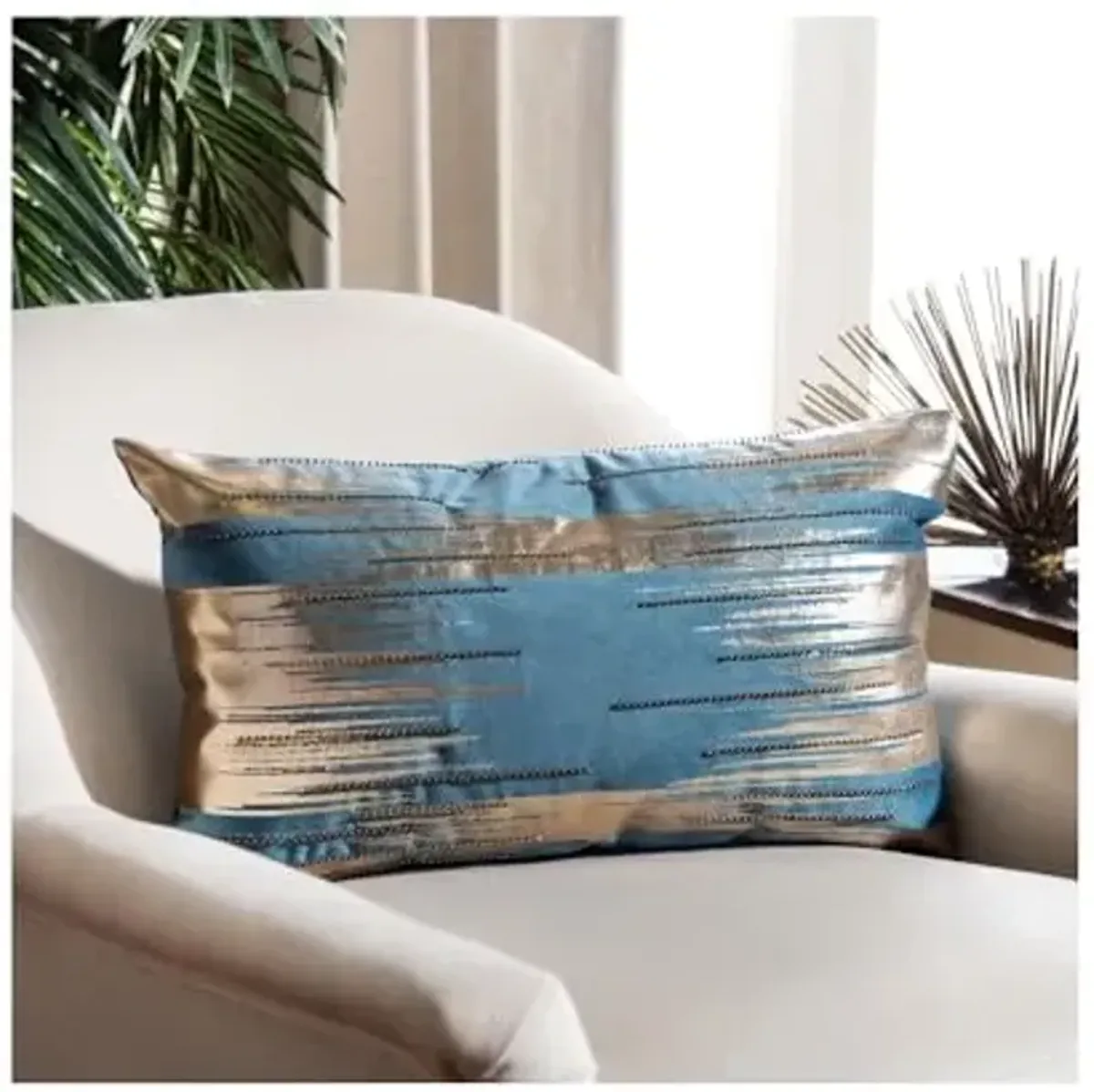 Safavieh Home Collection Prasla 12 x 20-inch Pine/Gold Metallic Decorative Accent Pillow PLS7147B-1220