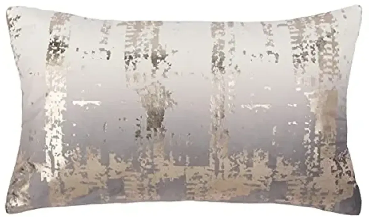 SAFAVIEH Home Collection Rensia 12 x 20-inch Silver/Beige Decorative Accent Pillow PLS7143B-1220, 12"x22"