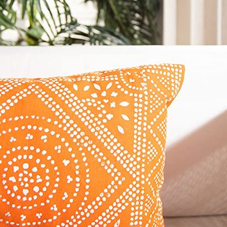 Safavieh Home Collection Valenti Boho 12 x 36-inch Orange/White Decorative Accent Pillow PLS7149C-1236, 12"x36"