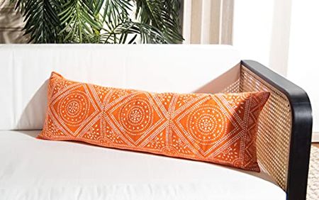 Safavieh Home Collection Valenti Boho 12 x 36-inch Orange/White Decorative Accent Pillow PLS7149C-1236, 12"x36"