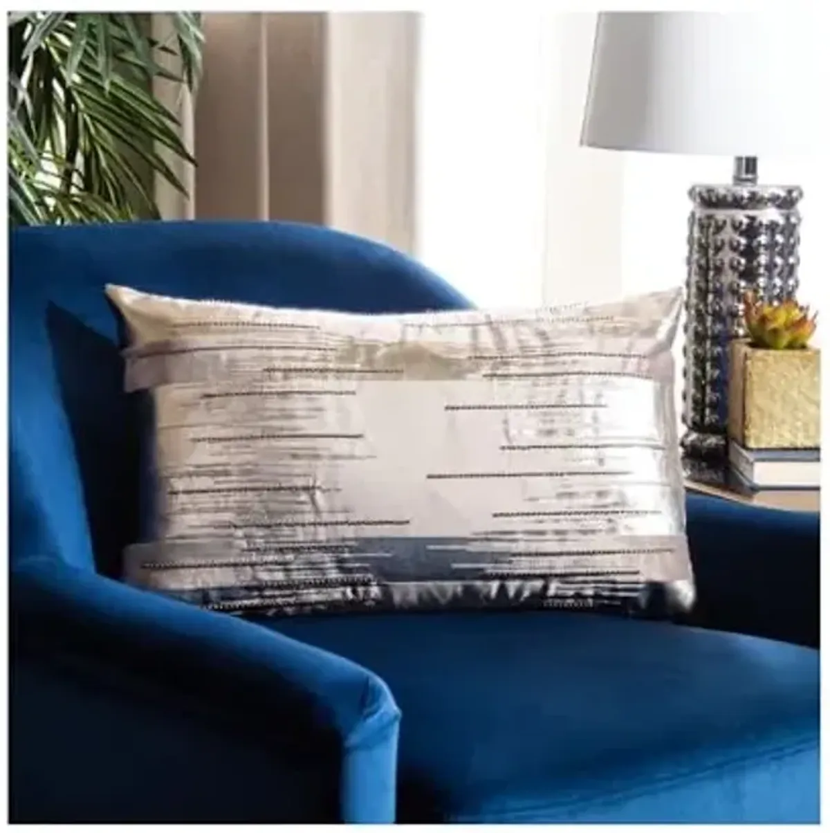 Safavieh Home Collection Prasla Taupe/Gold 12 x 20-inch Metallic Beaded Rectangle Sofa Chaise Lounge Chair Living Room Bedroom Decorative Accent Pillow PLS7147A-1220